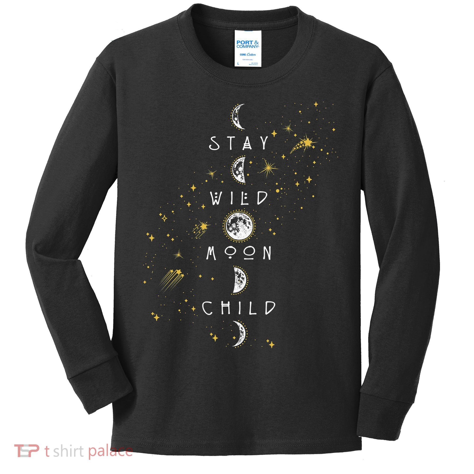 Moon Phase Stay Wild Moon Child Gift Idea Kids Long Sleeve Shirt