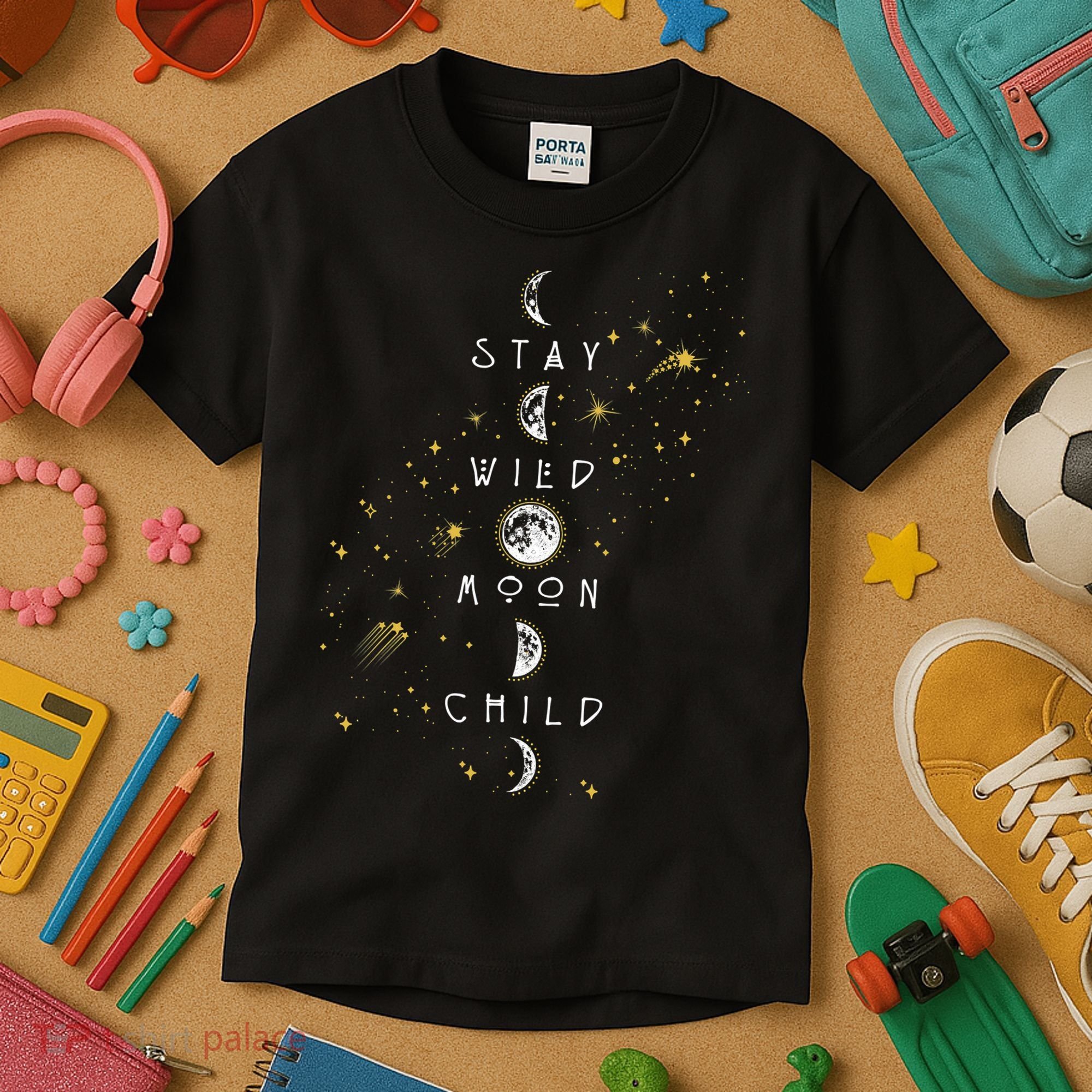 Moon Phase Stay Wild Moon Child Gift Idea Kids T-Shirt