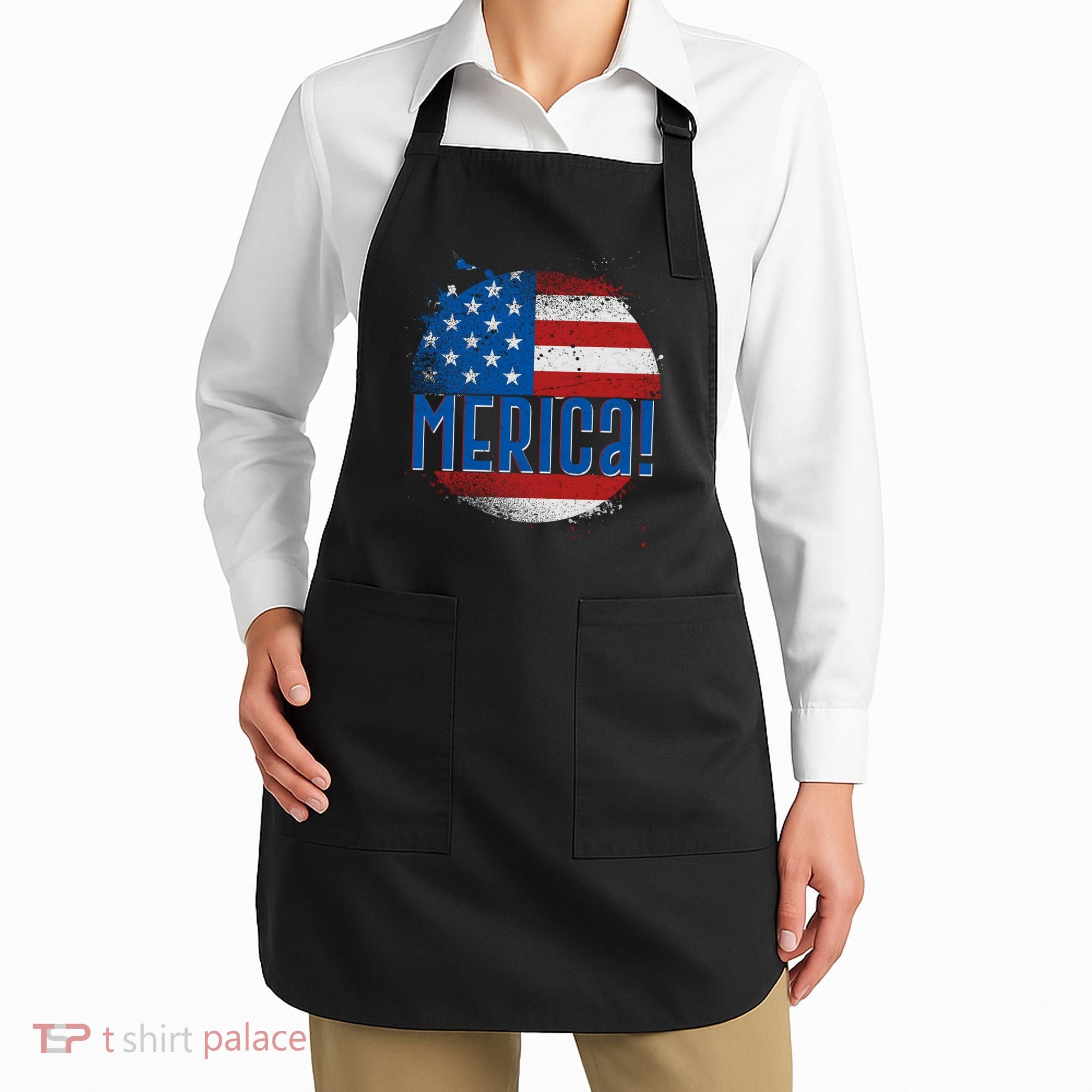 Merica Paint Splatter American USA Flag Apron