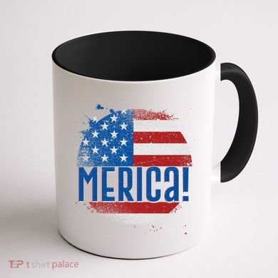 Merica Paint Splatter American USA Flag Coffee Mug back