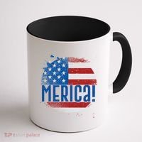 Merica Paint Splatter American USA Flag Coffee Mug thumb 1
