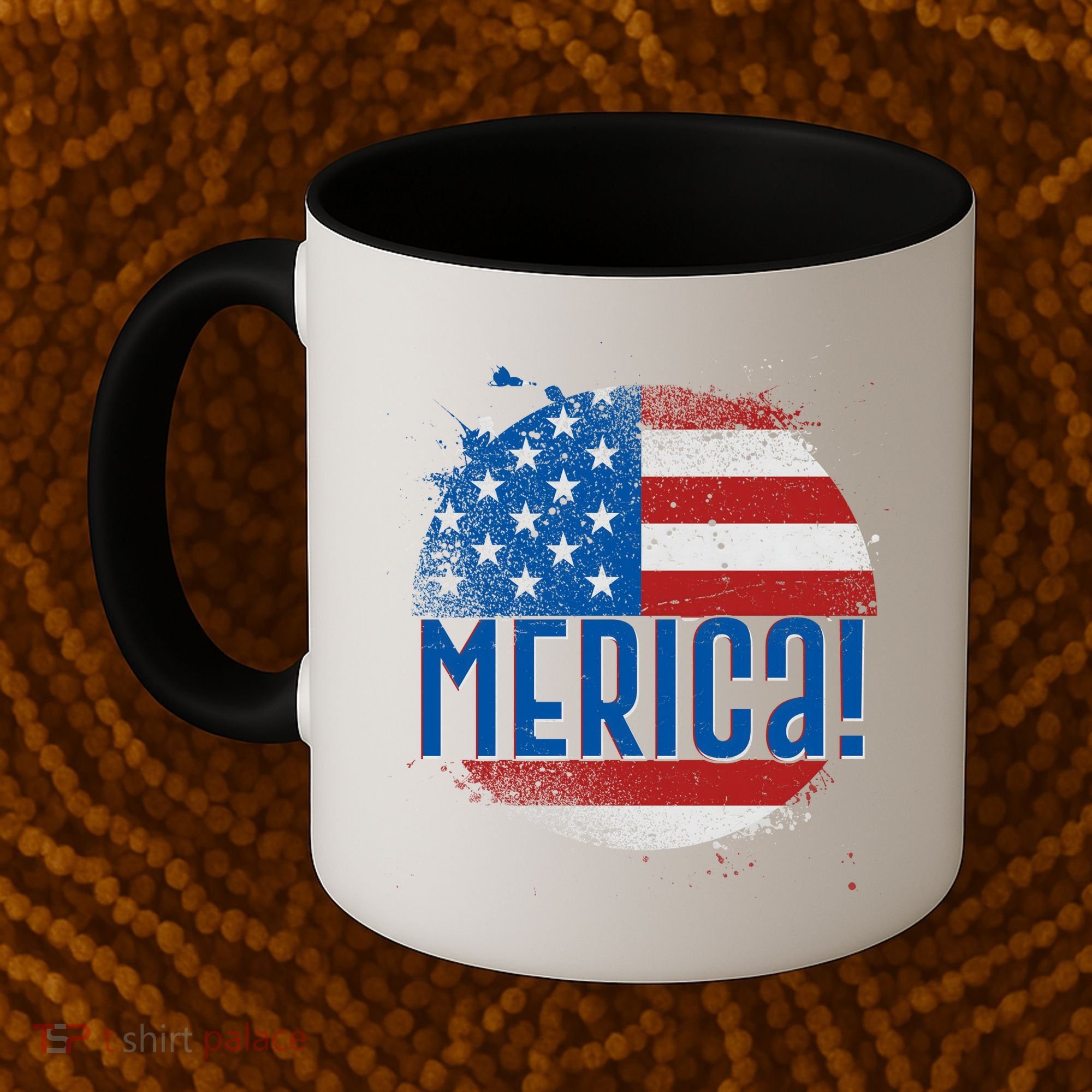 Merica Paint Splatter American USA Flag Coffee Mug