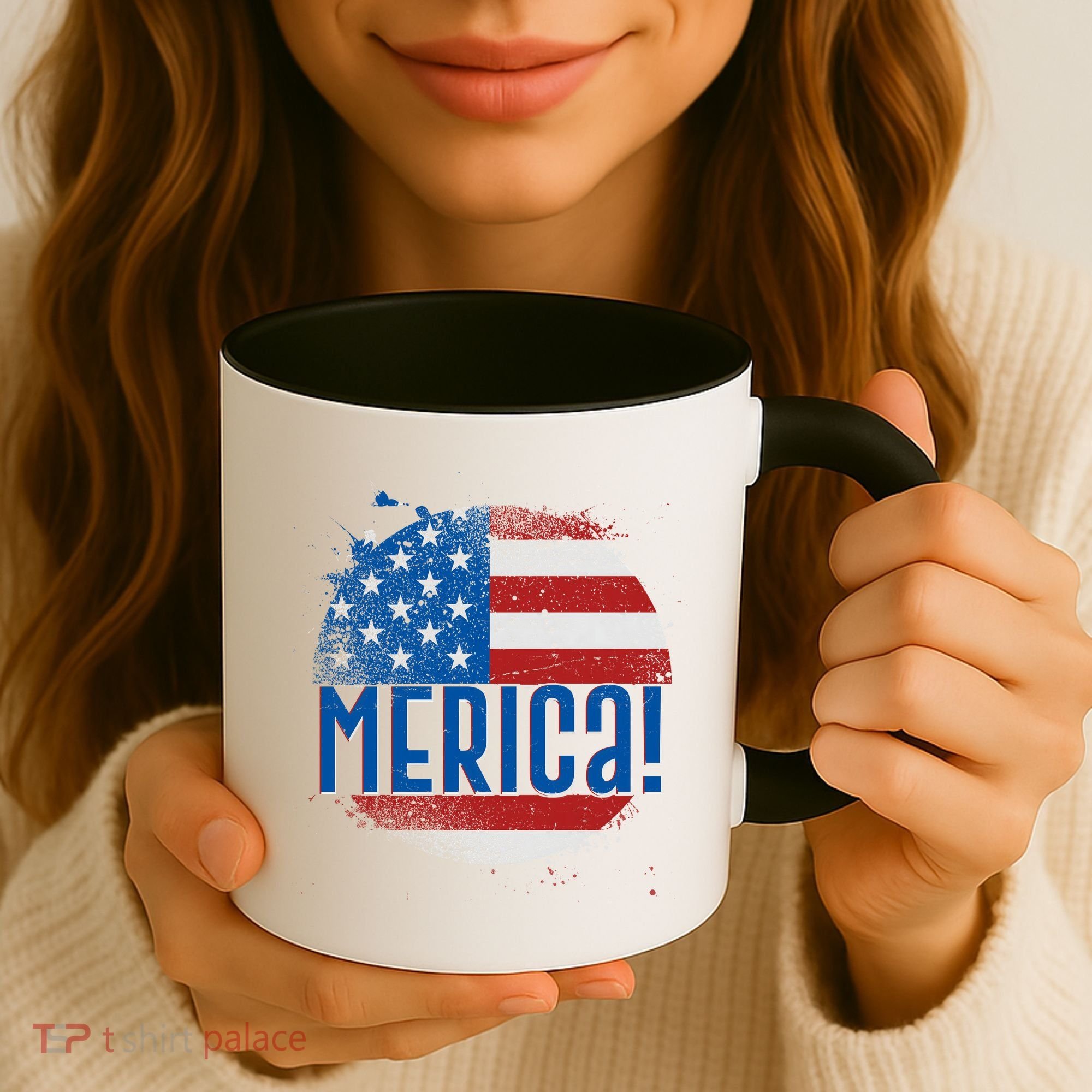 Merica Paint Splatter American USA Flag Coffee Mug