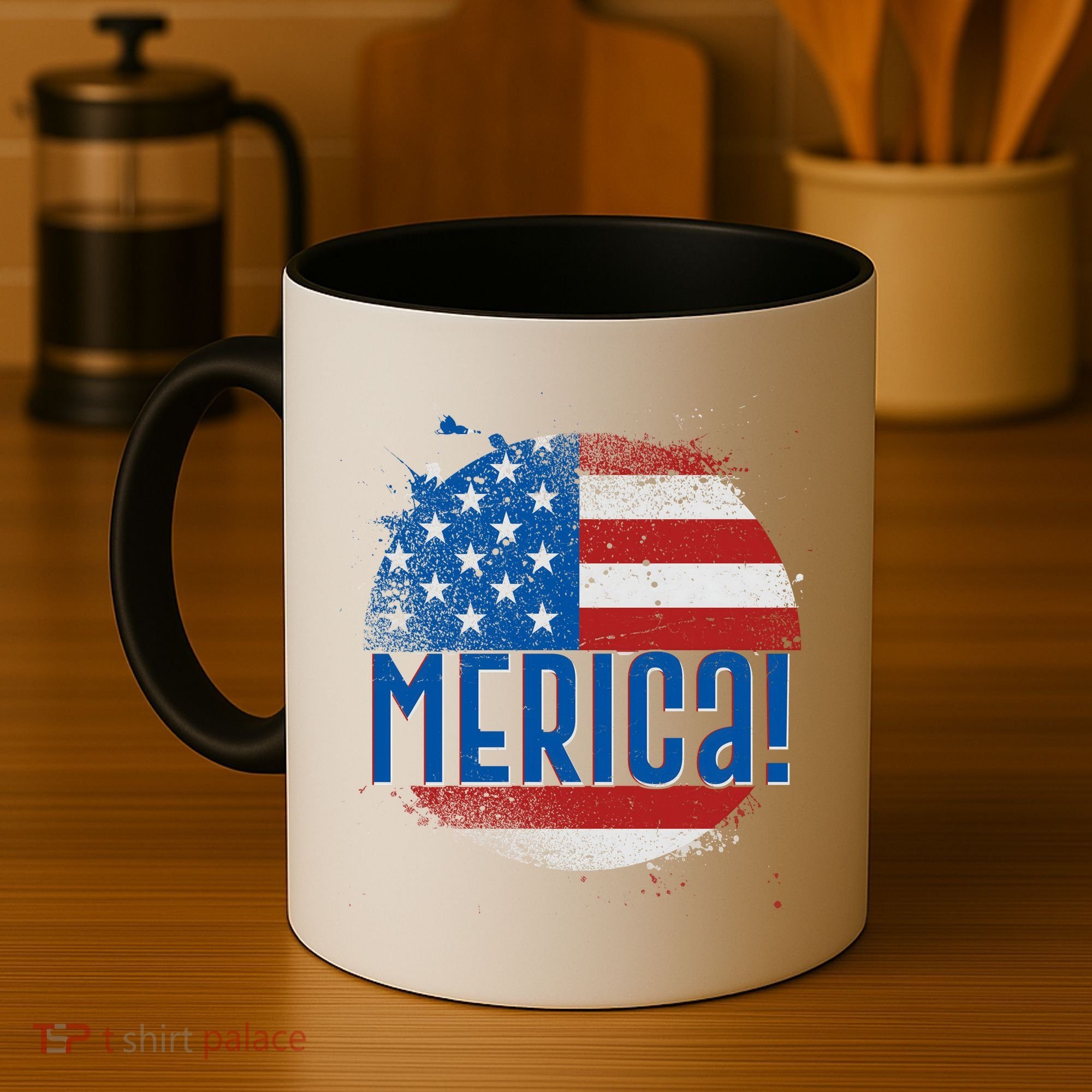 Merica Paint Splatter American USA Flag Coffee Mug