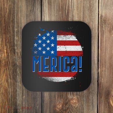 Merica Paint Splatter American USA Flag Coaster