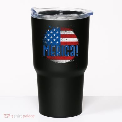 Merica Paint Splatter American USA Flag Tumbler