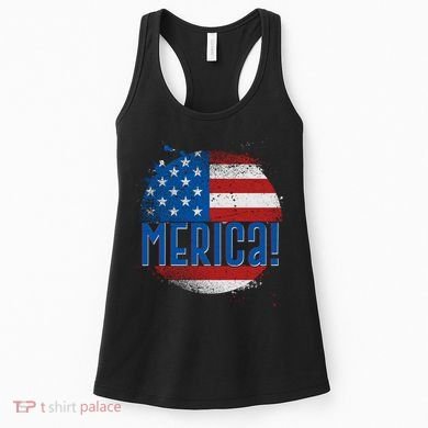 Merica Paint Splatter American USA Flag Women's Tank Top