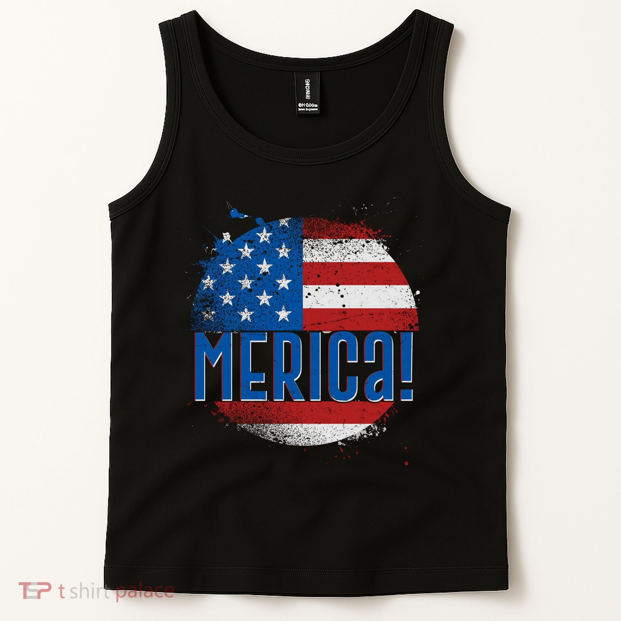 Merica Paint Splatter American USA Flag Tank Top