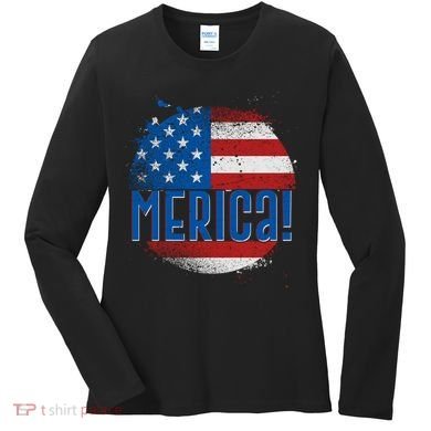 Merica Paint Splatter American USA Flag Women's Long Sleeve Shirt