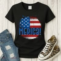 Merica Paint Splatter American USA Flag Women's T-Shirt thumb 3