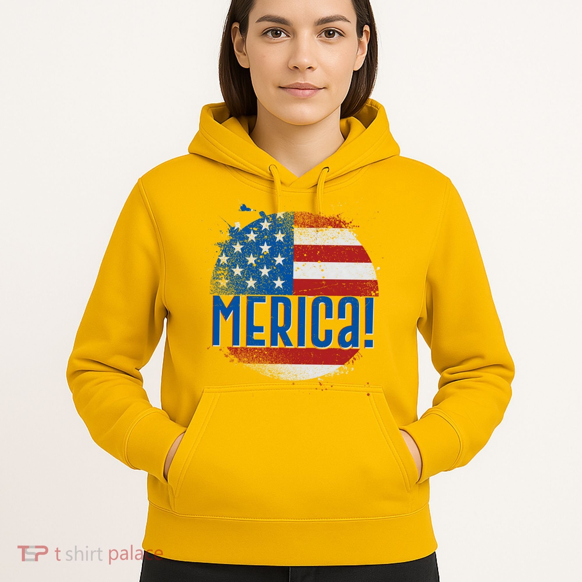 Merica Paint Splatter American USA Flag Hoodie