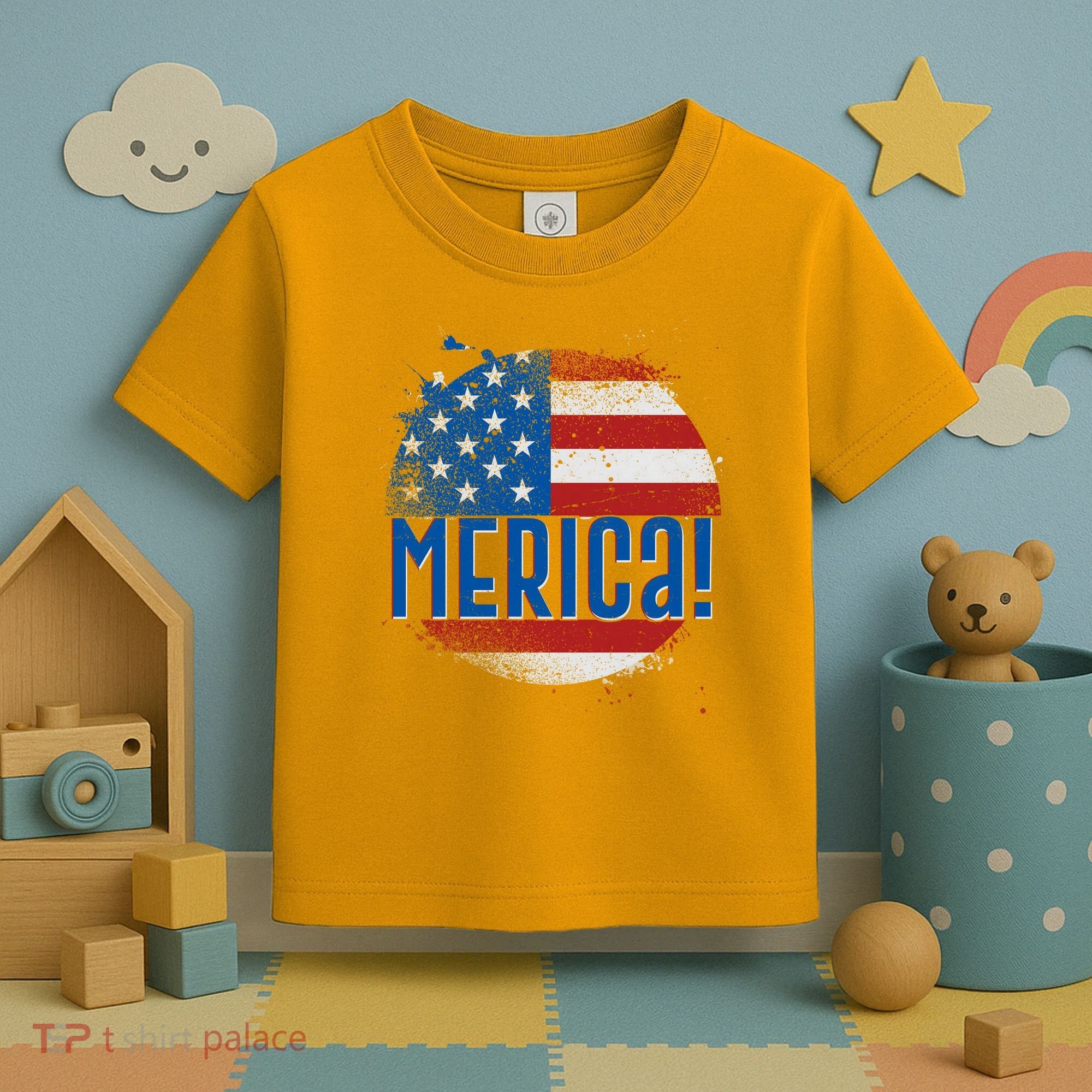 Merica Paint Splatter American USA Flag Toddler T-Shirt