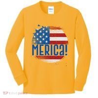 Merica Paint Splatter American USA Flag Kids Long Sleeve Shirt thumb 0