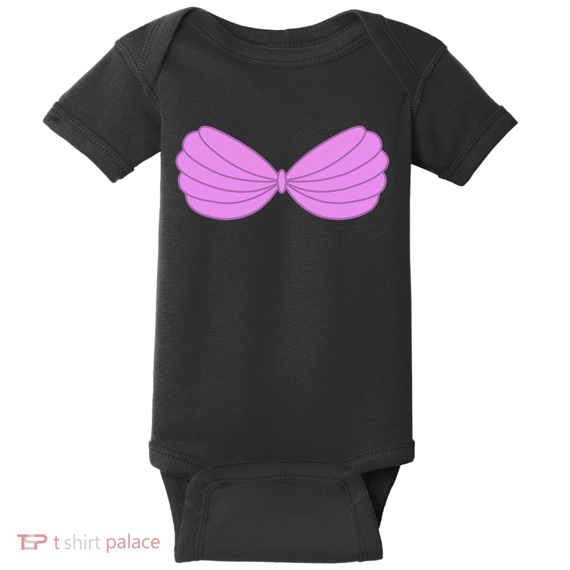 Mermaid Purple Seashell Bra Summer Halloween Love Baby Bodysuit