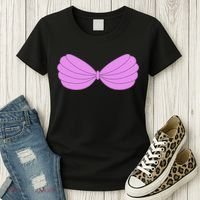 Mermaid Purple Seashell Bra Summer Halloween Love Women's T-Shirt thumb 3