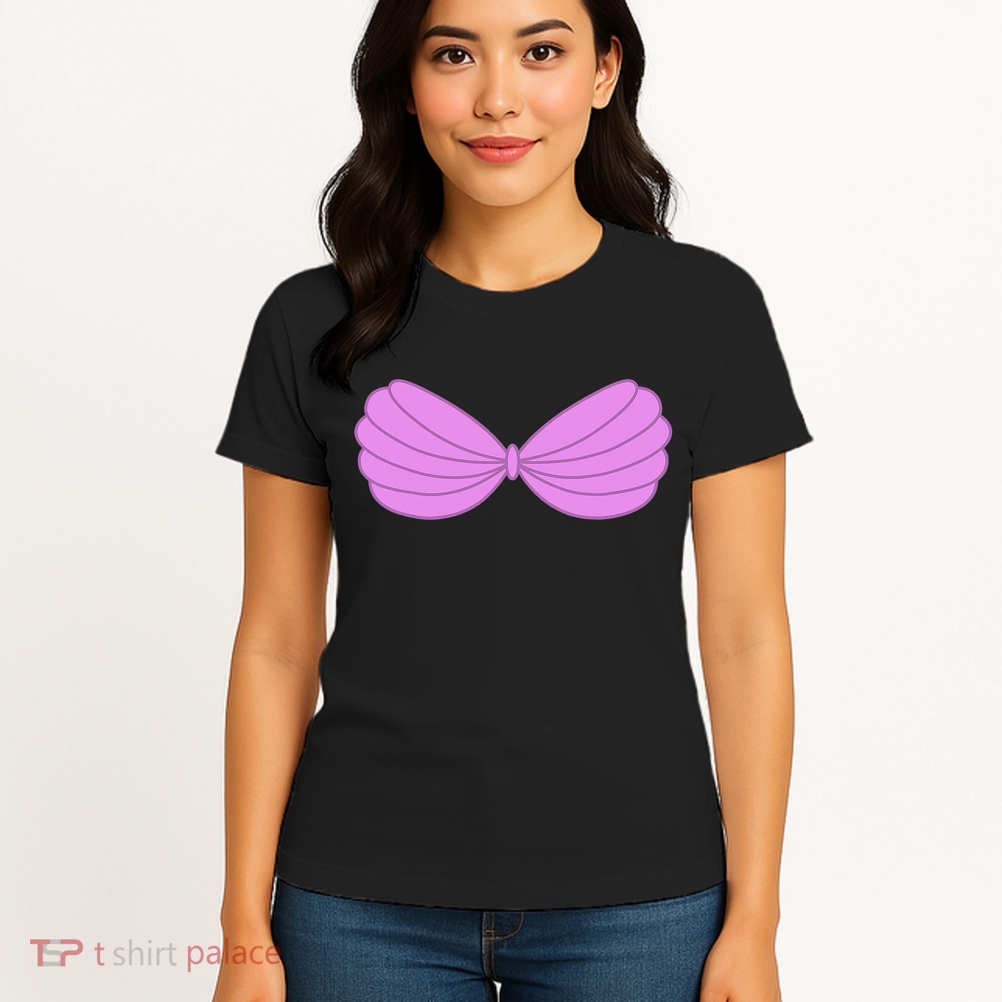 Mermaid Purple Seashell Bra Summer Halloween Love Women's T-Shirt