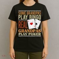 Mens Poker Texas Holdem Real Grandpas Play Poker Funny Granddad T-Shirt thumb 4