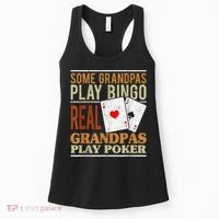 Mens Poker Texas Holdem Real Grandpas Play Poker Funny Granddad Women's Tank Top thumb 0