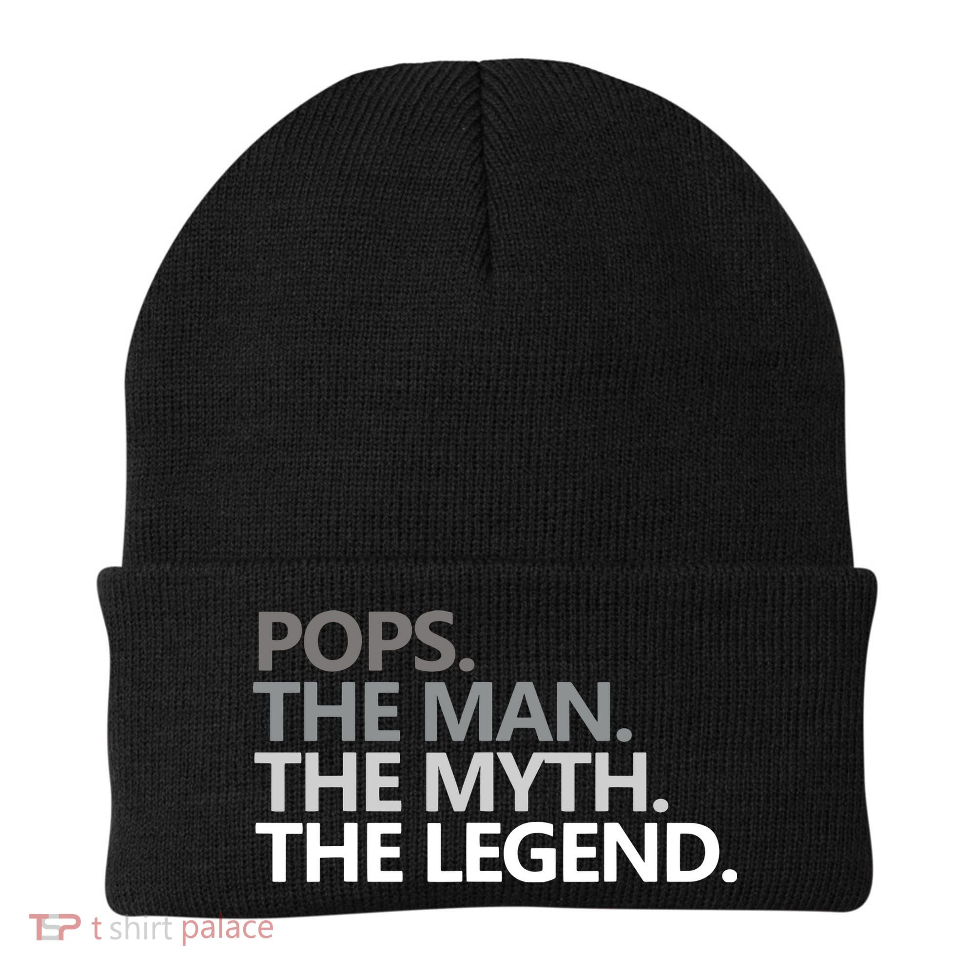 Mens POPS THE MAN THE MYTH THE LEGEND Father's Day Gift Beanie