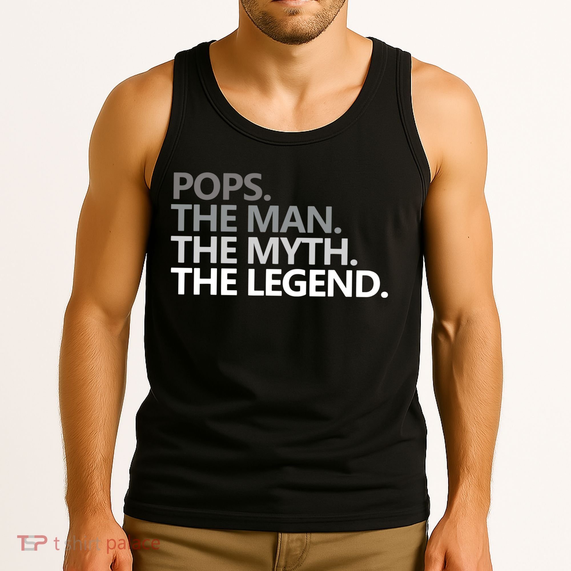 Mens POPS THE MAN THE MYTH THE LEGEND Father's Day Gift Tank Top