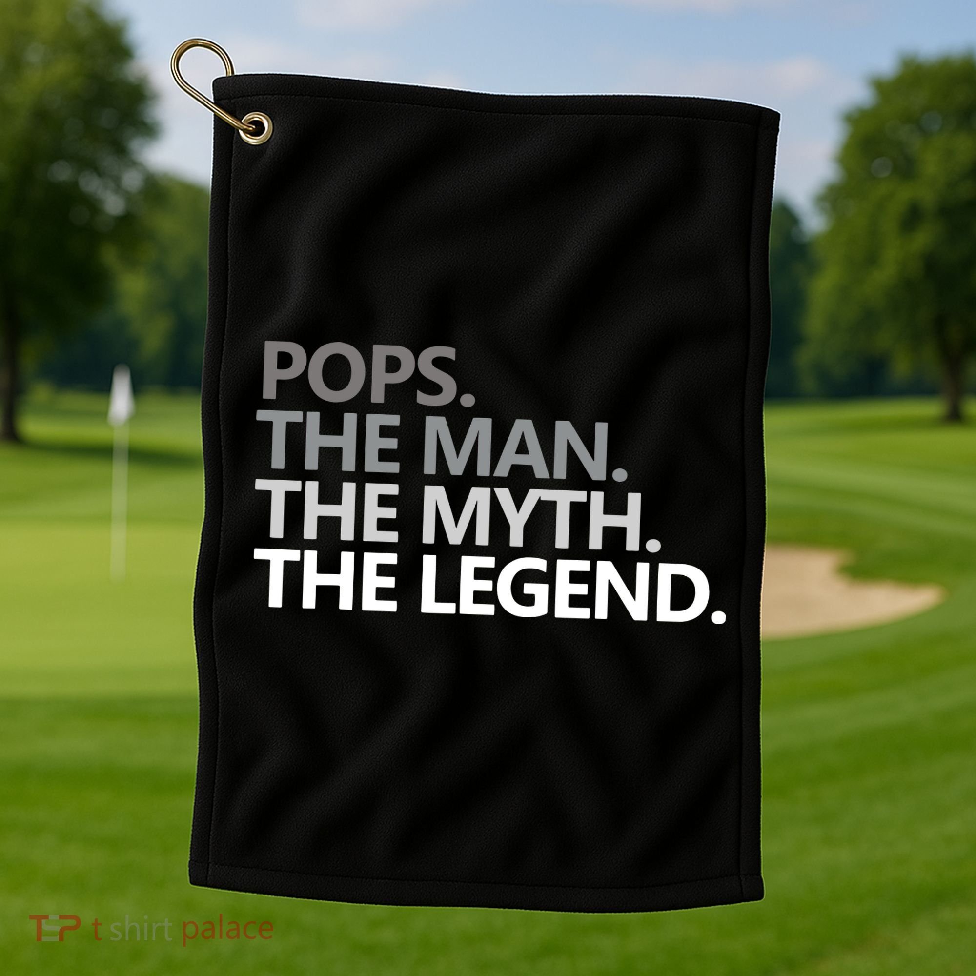Mens POPS THE MAN THE MYTH THE LEGEND Father's Day Gift Golf Towel