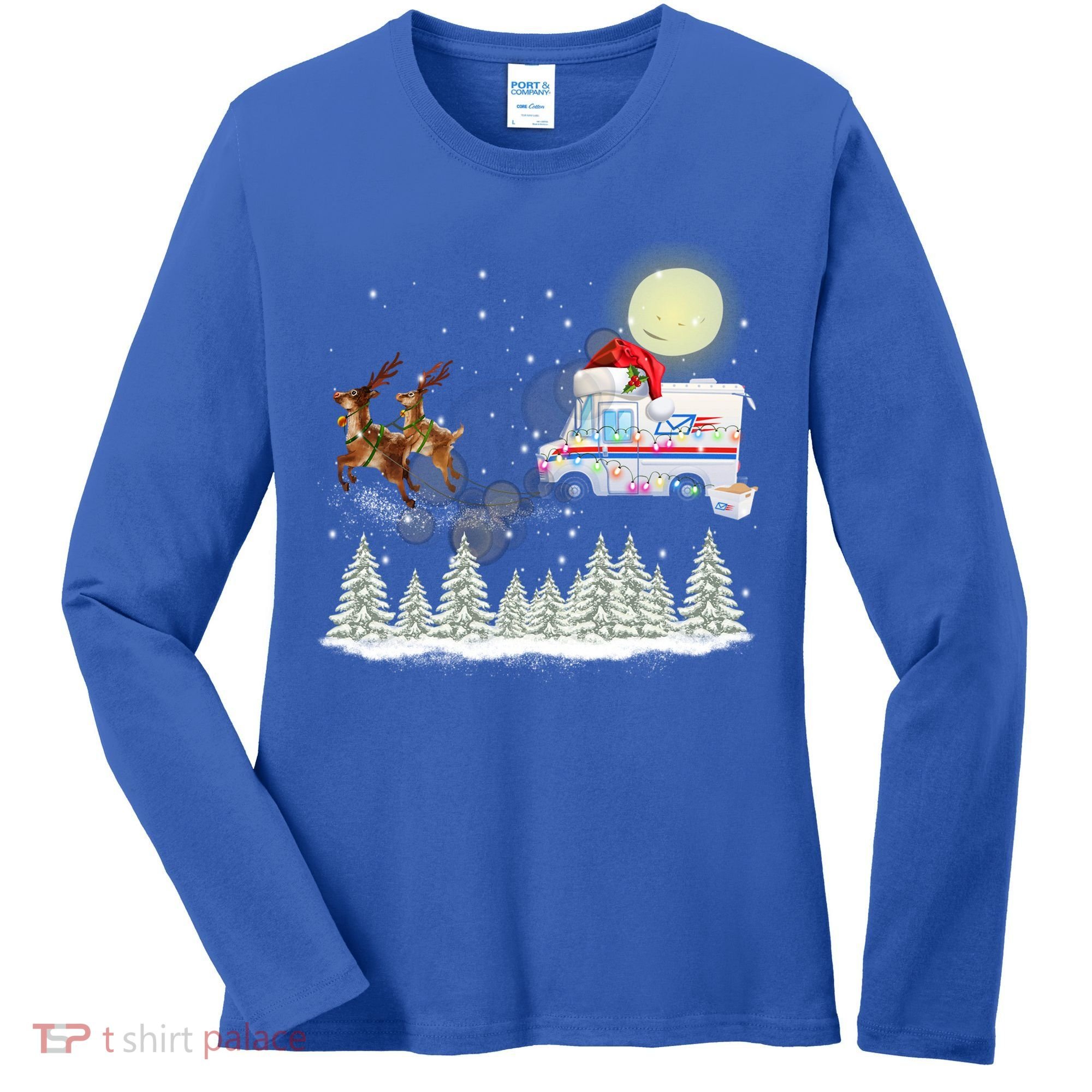 Mail Postal Truck Mail Carrier Xmas Funny Christmas Gift Meaningful Gift Women's Long Sleeve Shirt