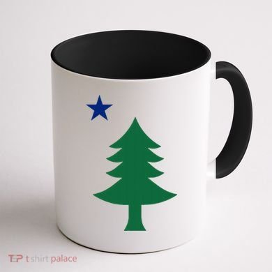 Maine Pine Tree State Flag Pride Patriotic Cool Gift Coffee Mug back