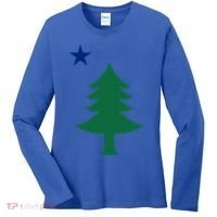 Maine Pine Tree State Flag Pride Patriotic Cool Gift Women's Long Sleeve Shirt thumb 0
