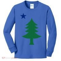 Maine Pine Tree State Flag Pride Patriotic Cool Gift Kids Long Sleeve Shirt thumb 0