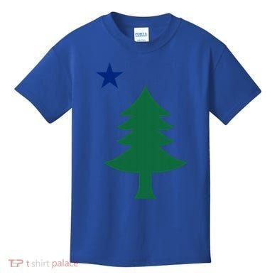 Maine Pine Tree State Flag Pride Patriotic Cool Gift Kids T-Shirt