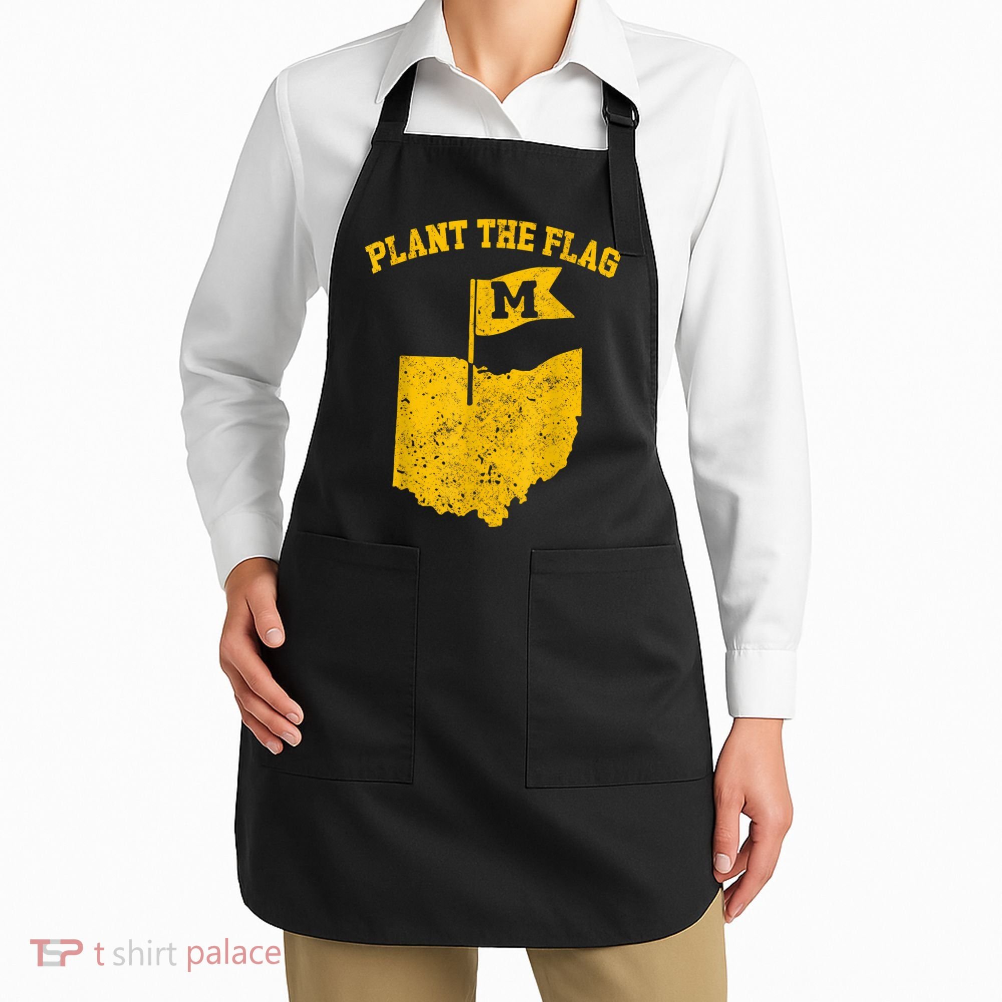 Michigan Plant The Flag Yellow Michigan Map Apron