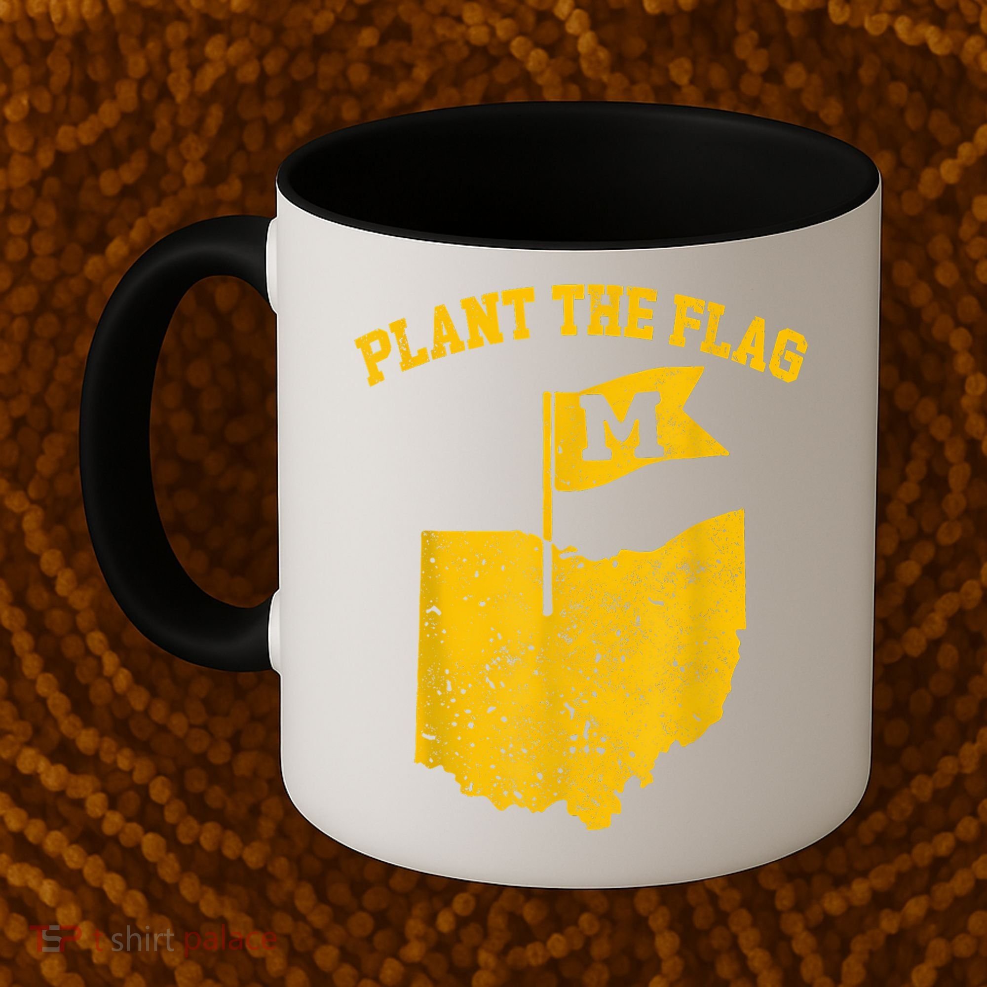 Michigan Plant The Flag Yellow Michigan Map Coffee Mug