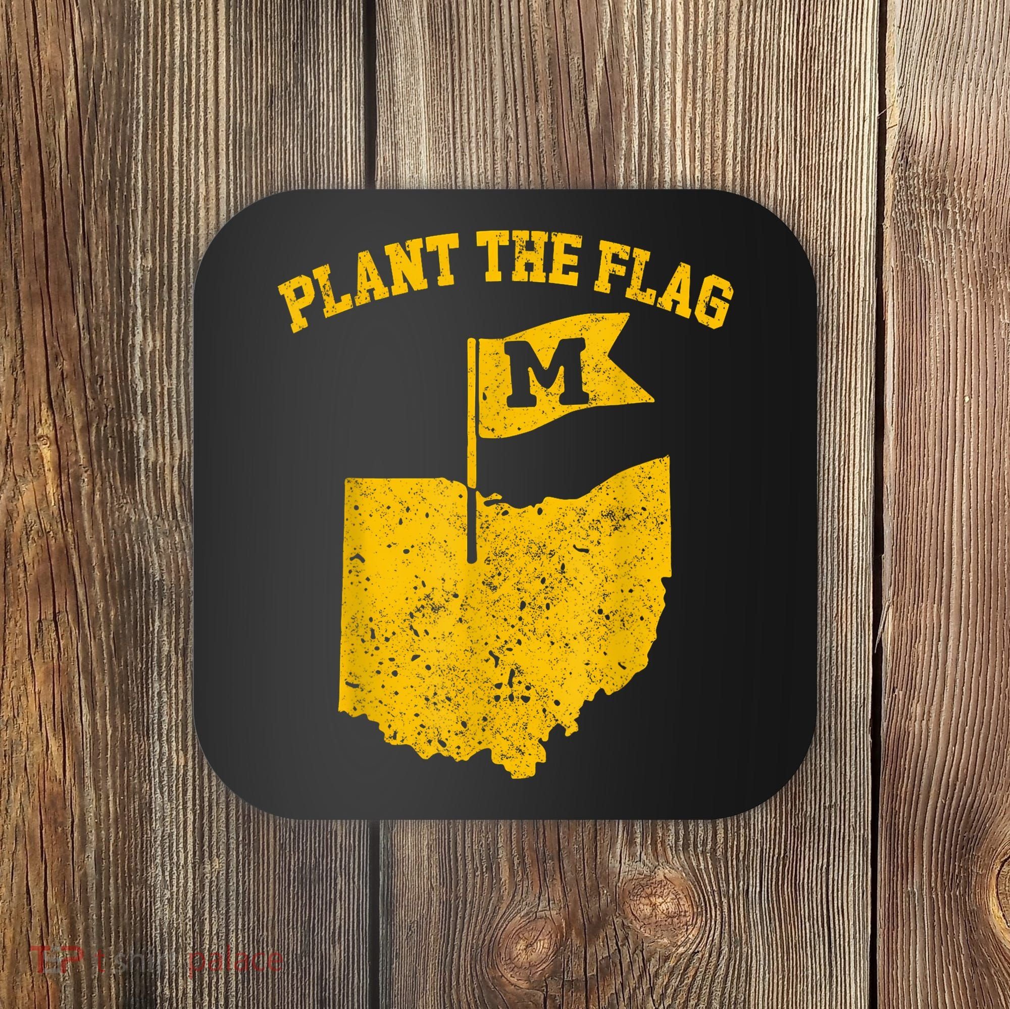 Michigan Plant The Flag Yellow Michigan Map Coaster