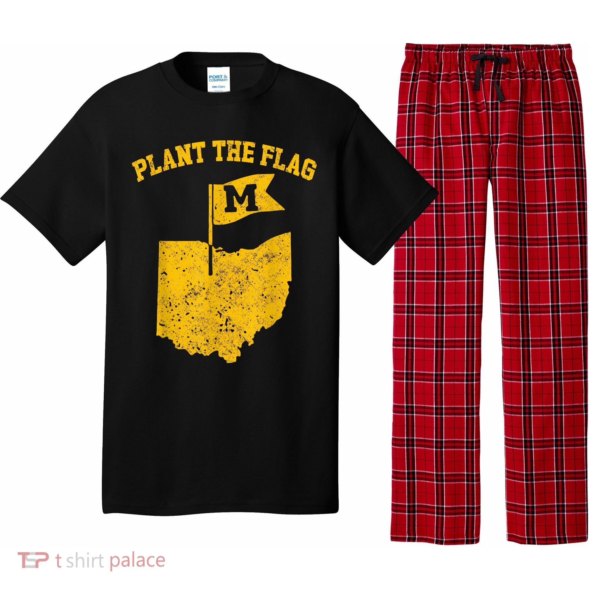 Michigan Plant The Flag Yellow Michigan Map Pajama Set