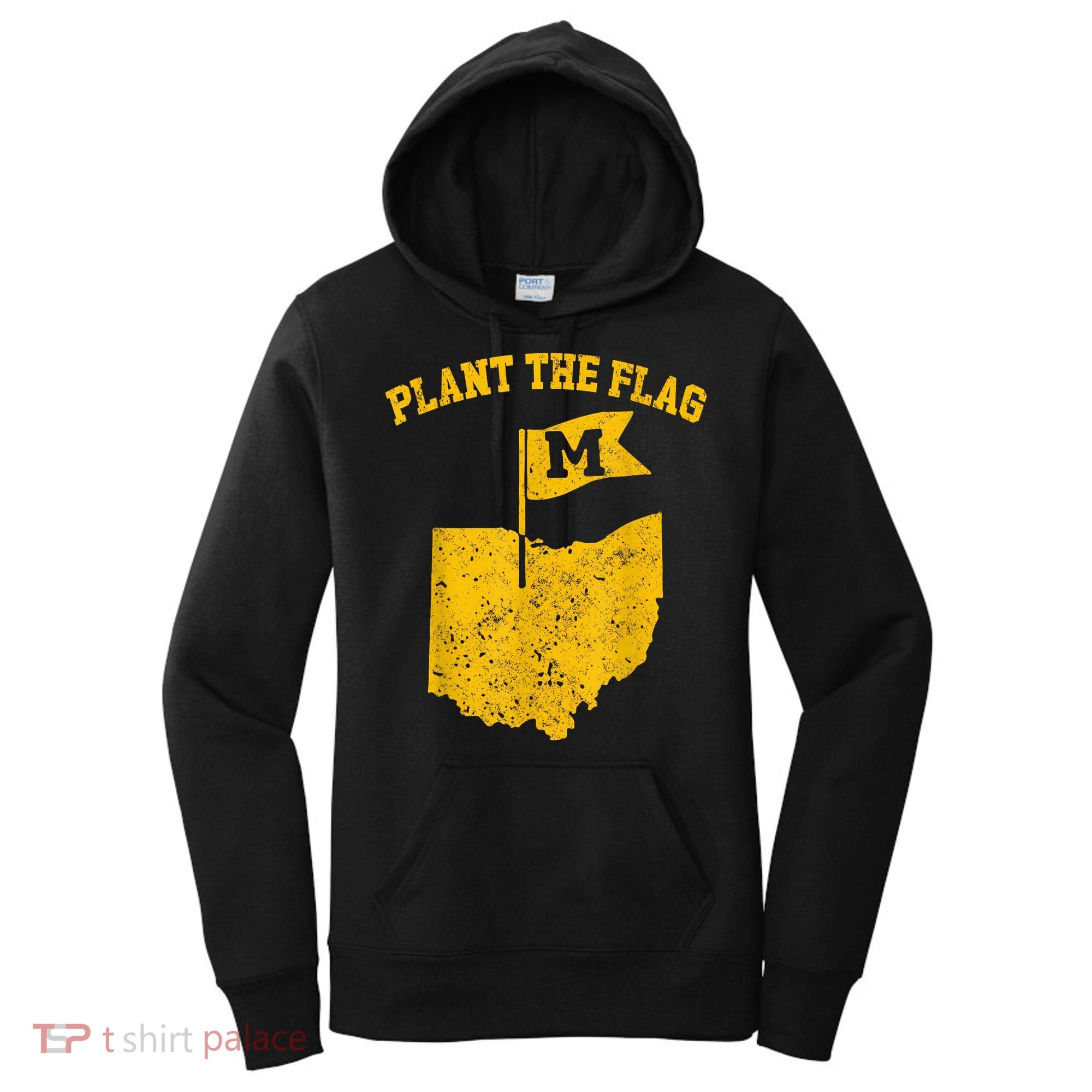 Michigan Plant The Flag Yellow Michigan Map Women's Hoodie
