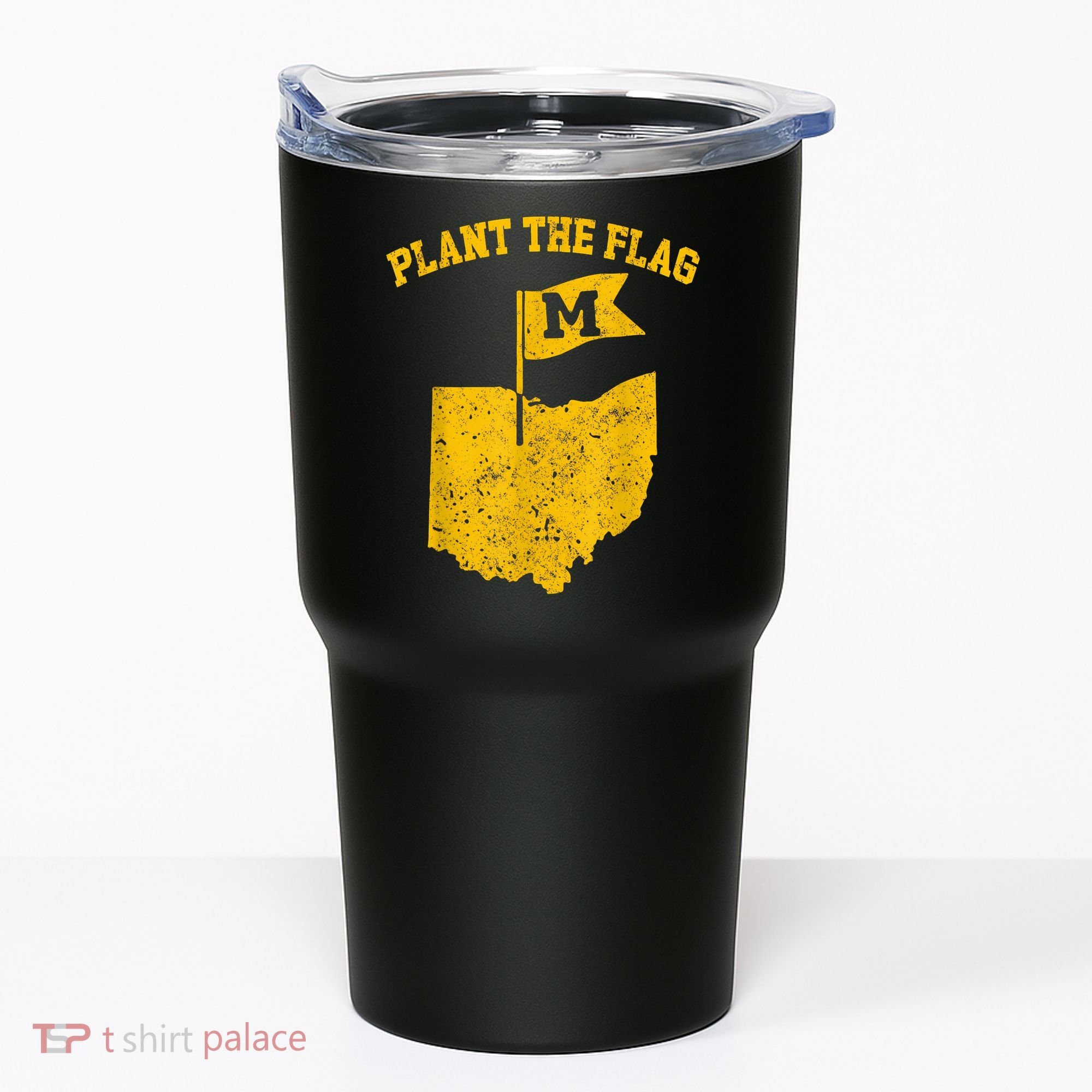 Michigan Plant The Flag Yellow Michigan Map Tumbler