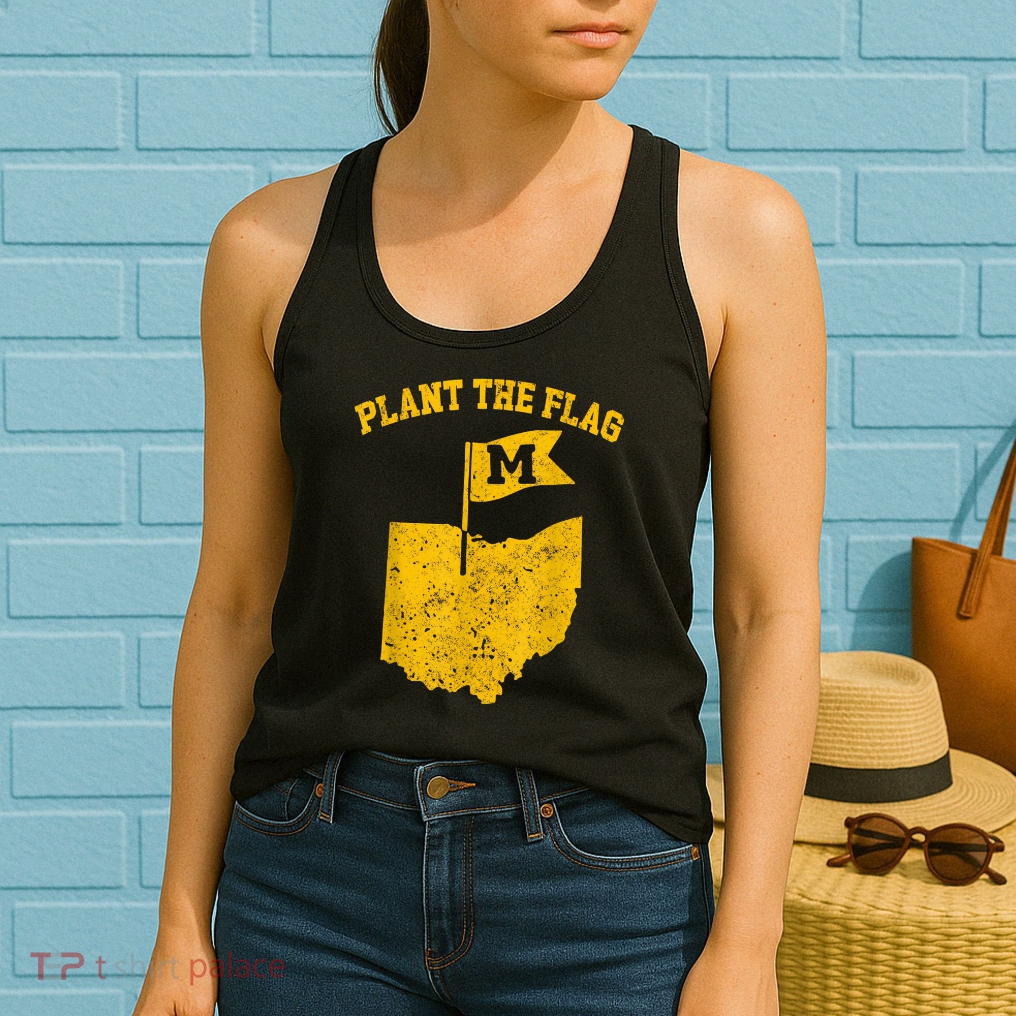 Michigan Plant The Flag Yellow Michigan Map Women's Tank Top