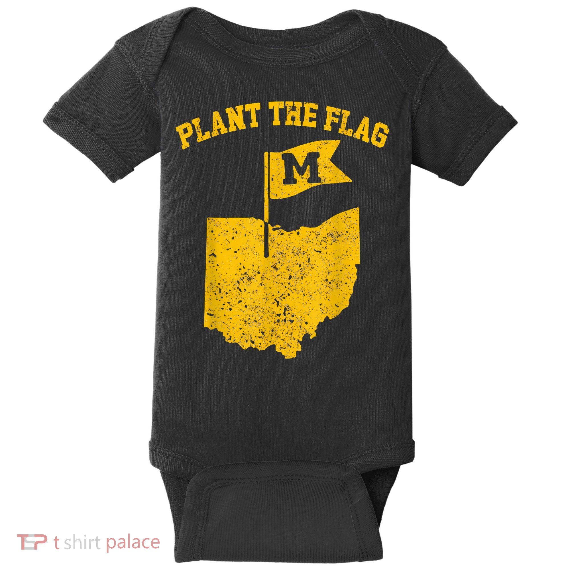 Michigan Plant The Flag Yellow Michigan Map Baby Bodysuit