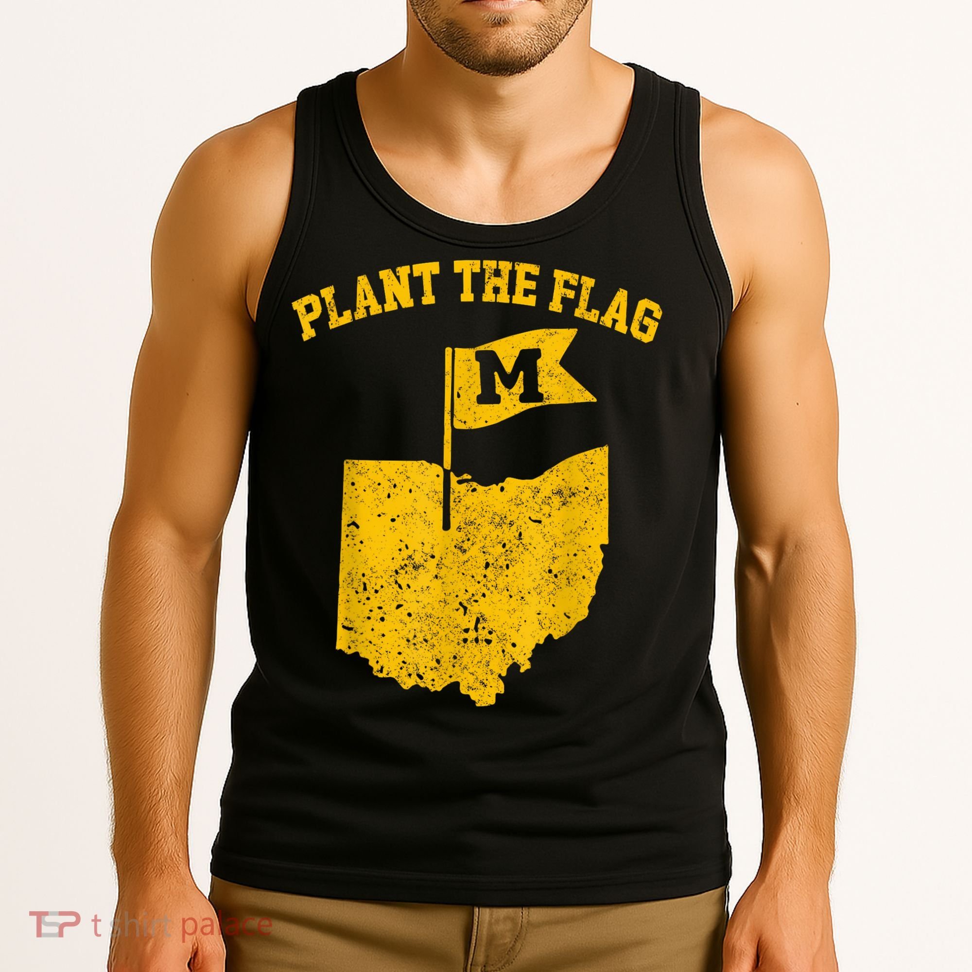 Michigan Plant The Flag Yellow Michigan Map Tank Top