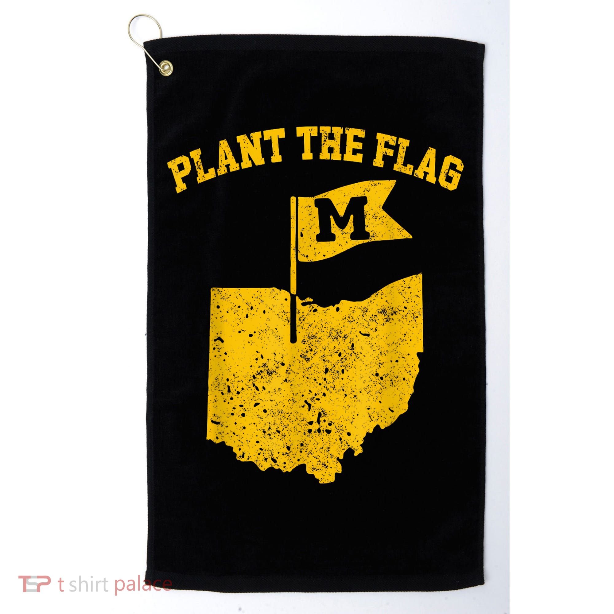 Michigan Plant The Flag Yellow Michigan Map Golf Towel