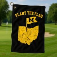 Michigan Plant The Flag Yellow Michigan Map Golf Towel thumb 1