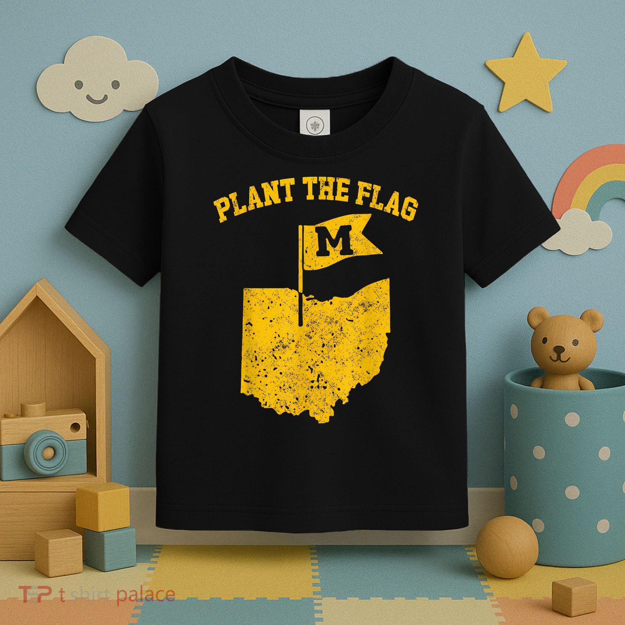 Michigan Plant The Flag Yellow Michigan Map Toddler T-Shirt