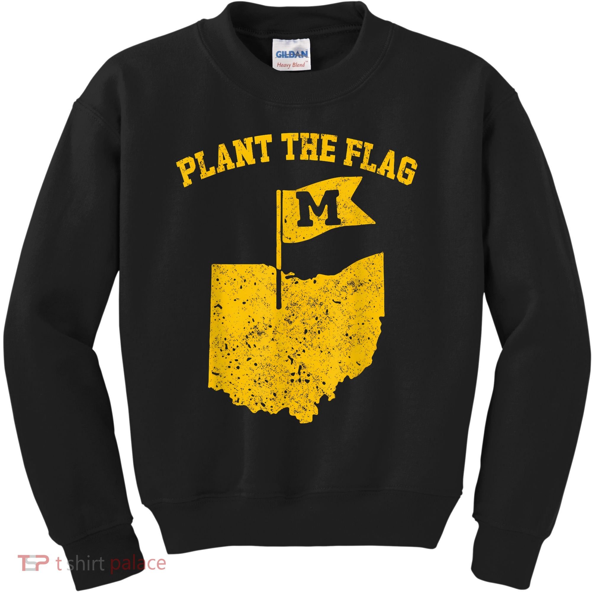 Michigan Plant The Flag Yellow Michigan Map Kids Sweatshirt