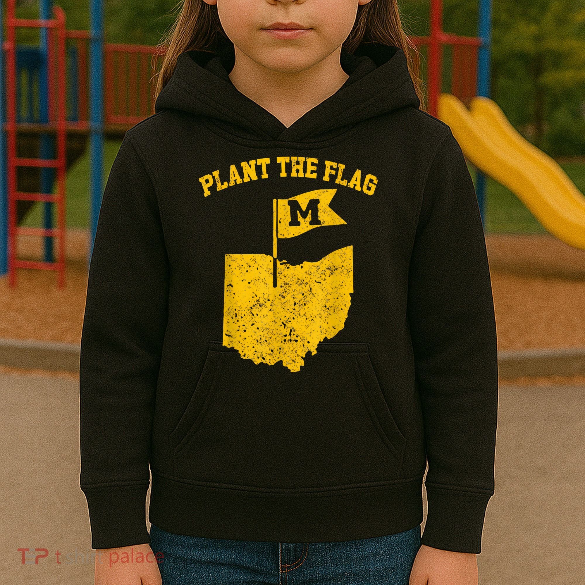 Michigan Plant The Flag Yellow Michigan Map Kids Hoodie