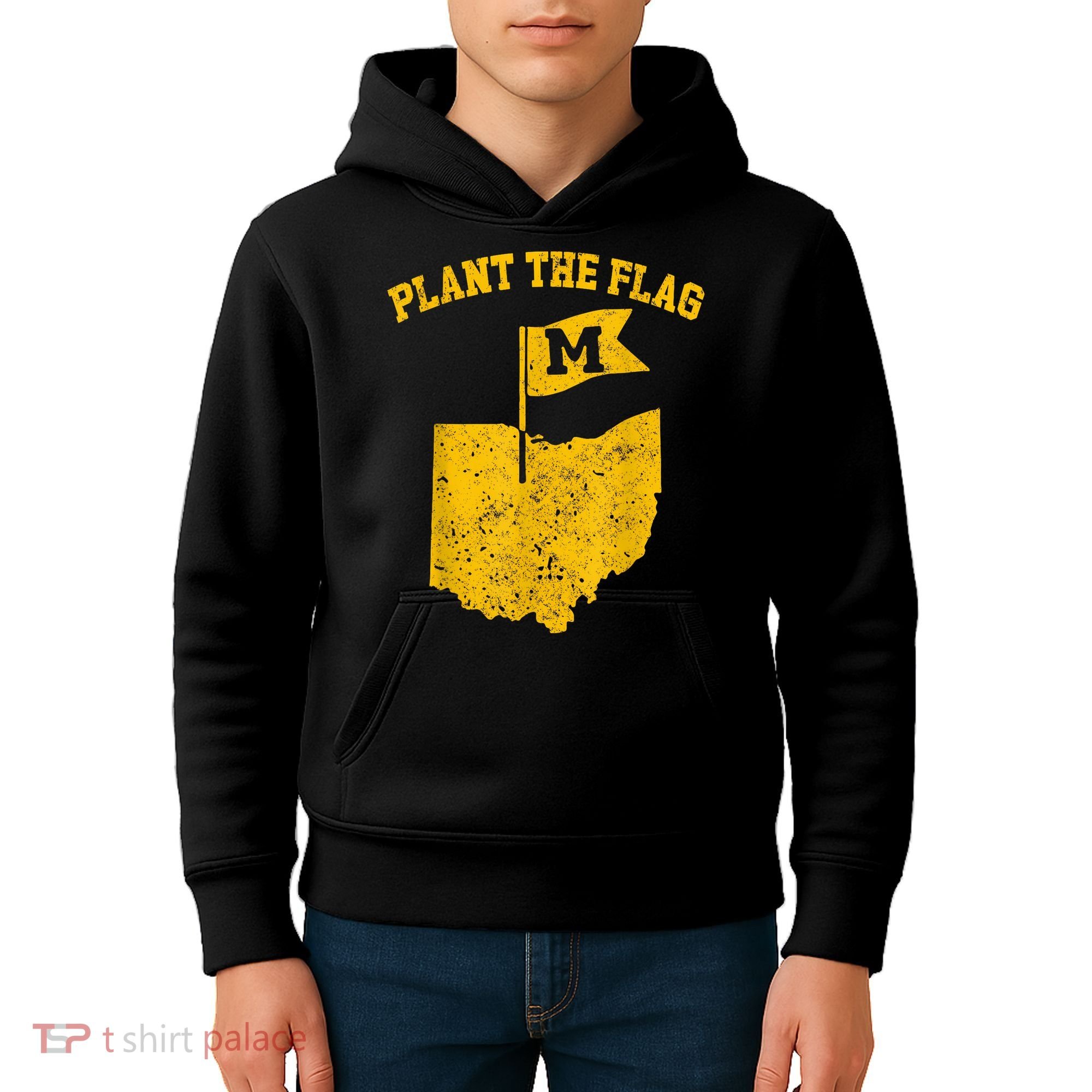 Michigan Plant The Flag Yellow Michigan Map Kids Hoodie