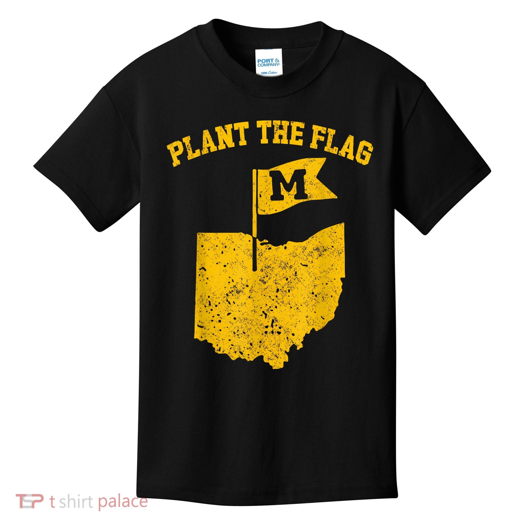Michigan Plant The Flag Yellow Michigan Map Kids T-Shirt