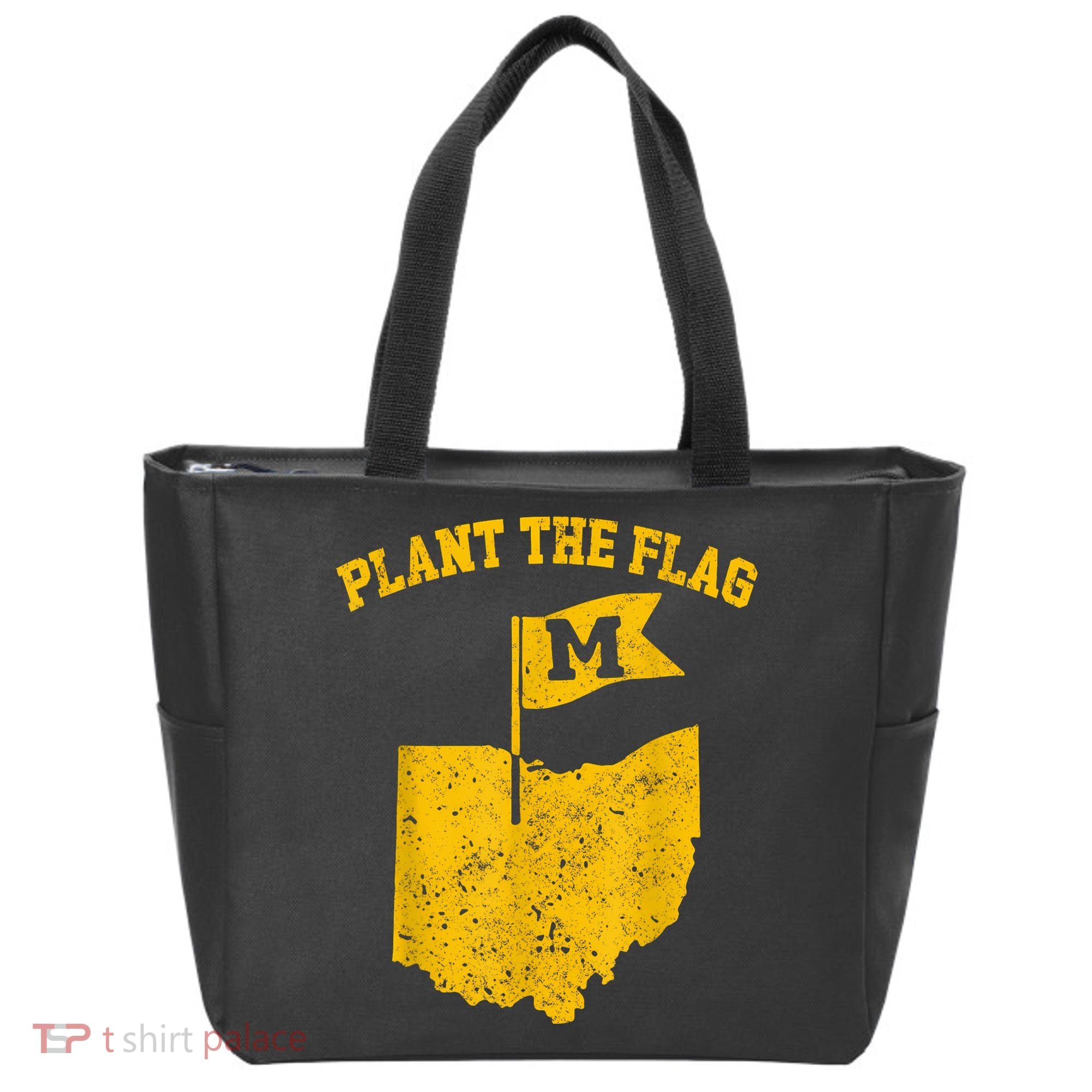 Michigan Plant The Flag Yellow Michigan Map Tote Bag