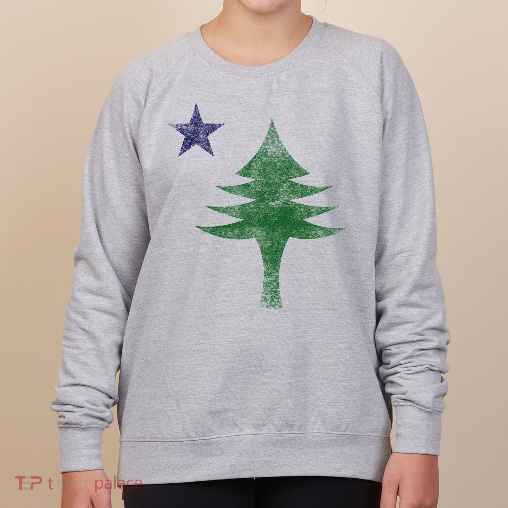 Maine Pine Tree Flag Big Style – Modern 1901 State Flag Women's Sweatshirt