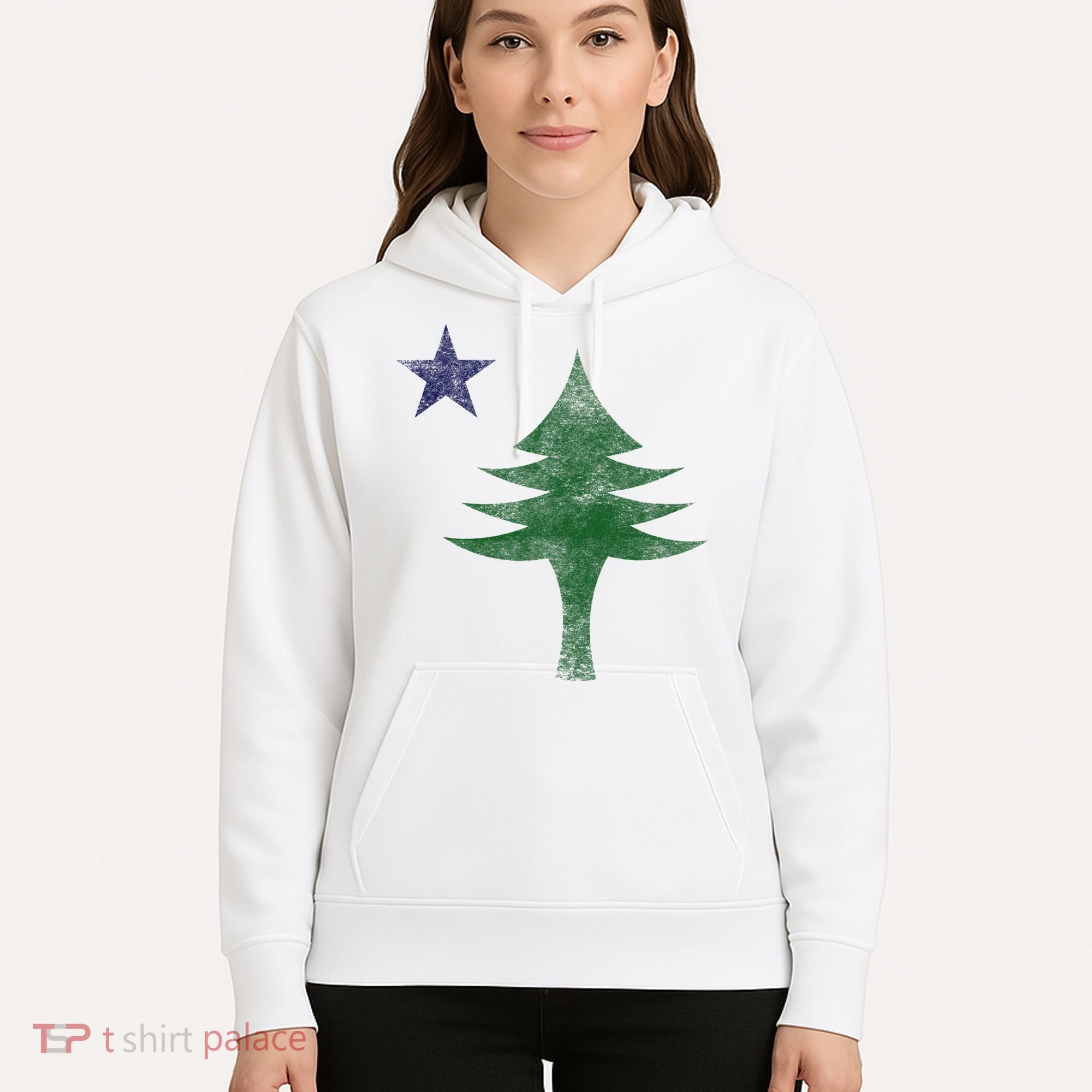 Maine Pine Tree Flag Big Style – Modern 1901 State Flag Hoodie