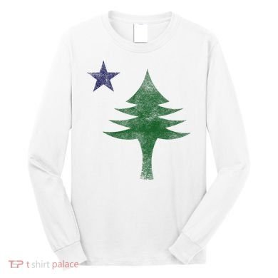 Maine Pine Tree Flag Big Style – Modern 1901 State Flag Long Sleeve Shirt